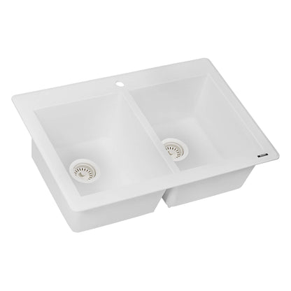 Ruvati 33 x 22 inch epiGranite Dual-Mount Granite Composite Double Bowl Kitchen Sink - RVG1388