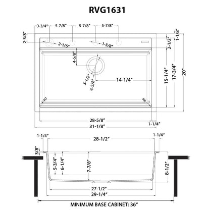 Ruvati 31-inch epiCube Granite Composite Workstation Drop-in Topmount Kitchen Sink - RVG1631