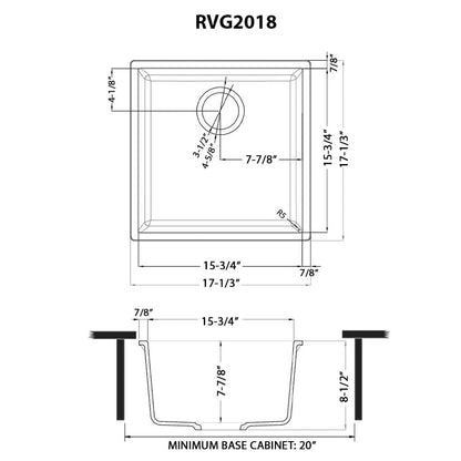 Ruvati 17 x 17 inch Granite Composite Undermount Single Bowl Wet Bar Prep Sink - RVG2018