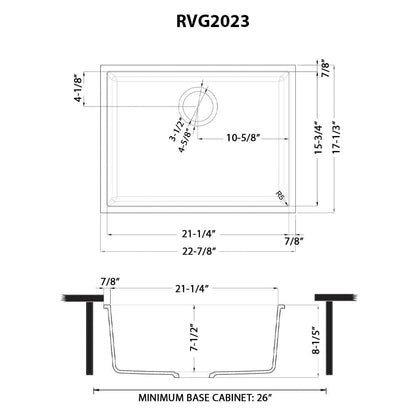 Ruvati 23 x 17 inch Granite Composite Undermount Single Bowl Kitchen Sink - RVG2023