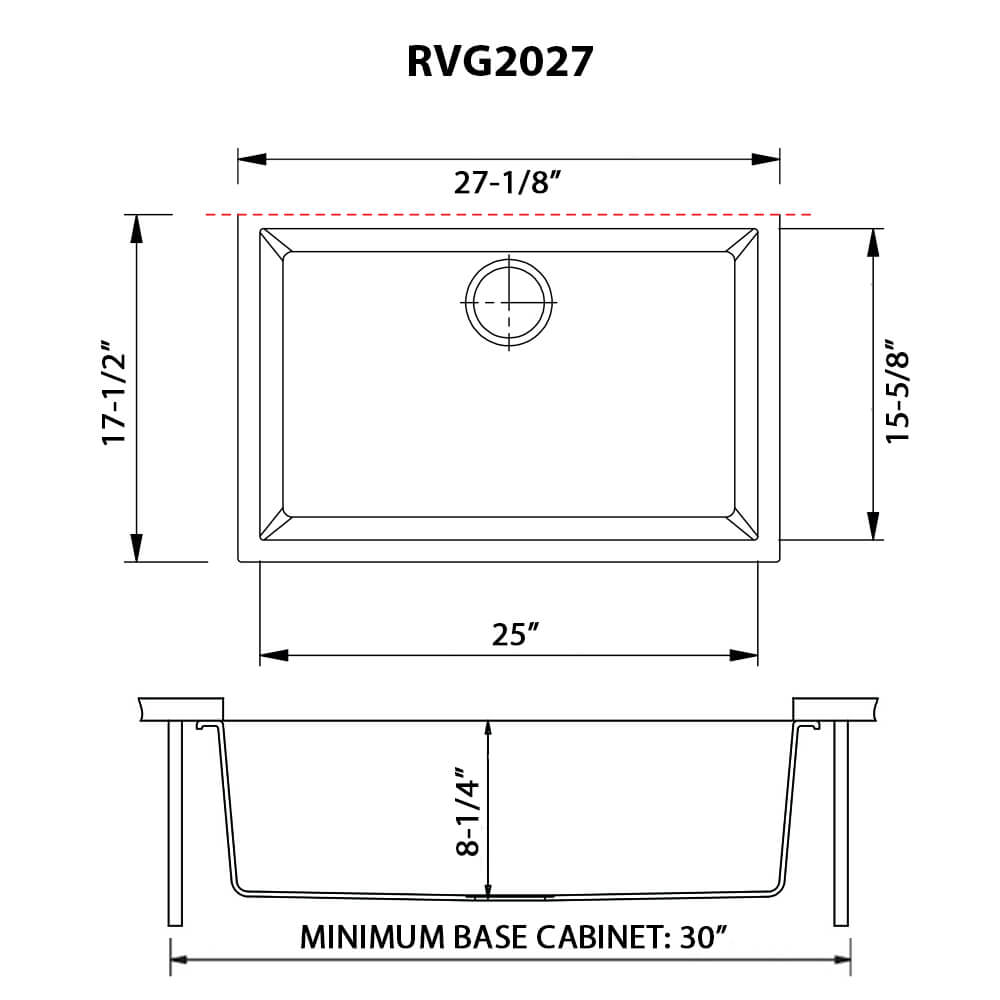 Ruvati 27 x 18 inch Granite Composite Undermount Single Bowl Kitchen Sink - RVG2027