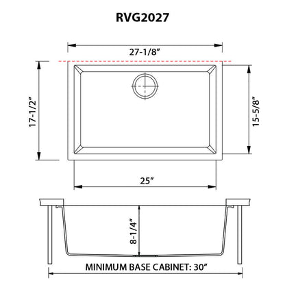 Ruvati 27 x 18 inch Granite Composite Undermount Single Bowl Kitchen Sink - RVG2027