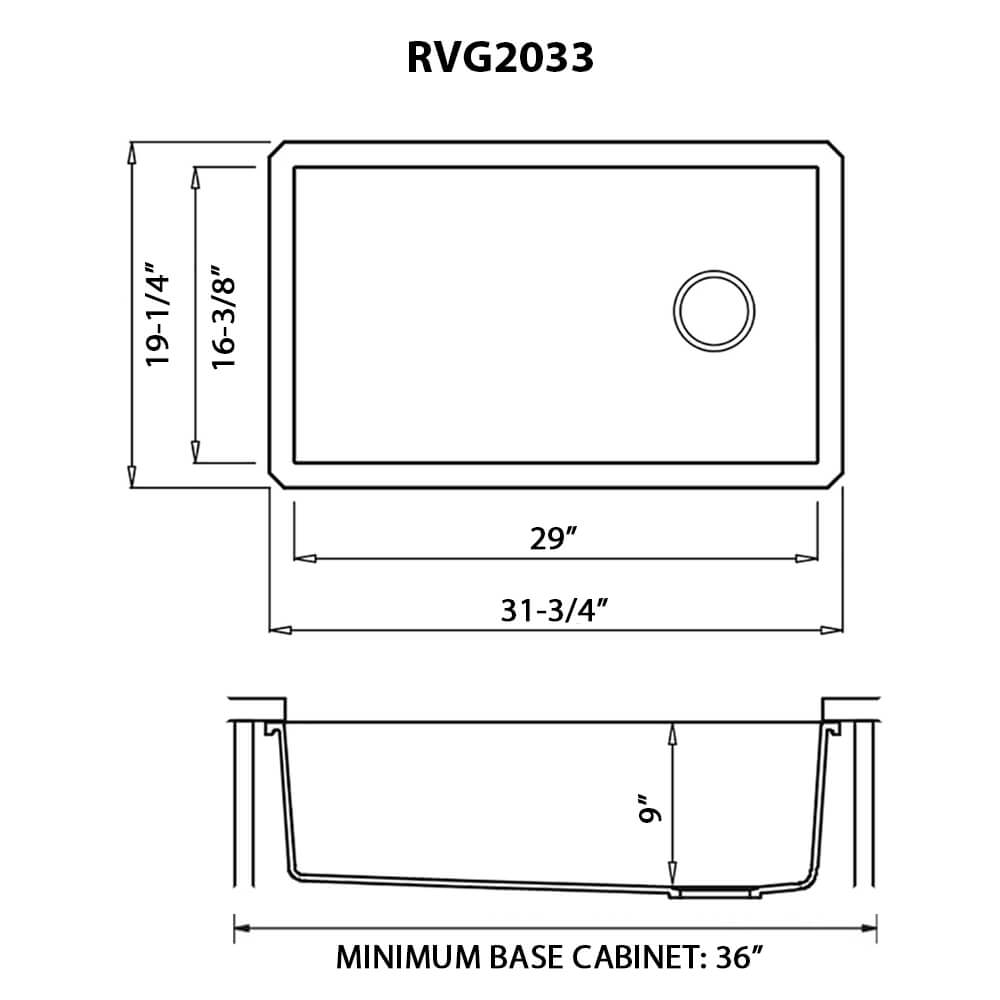 Ruvati 32 x 19 inch epiGranite Undermount Granite Composite Single Bowl Kitchen Sink - RVG2033