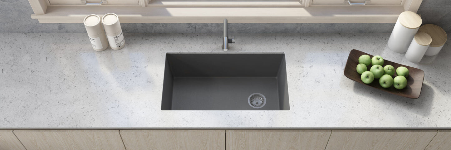 Ruvati 32 x 19 inch epiGranite Undermount Granite Composite Single Bowl Kitchen Sink - RVG2033