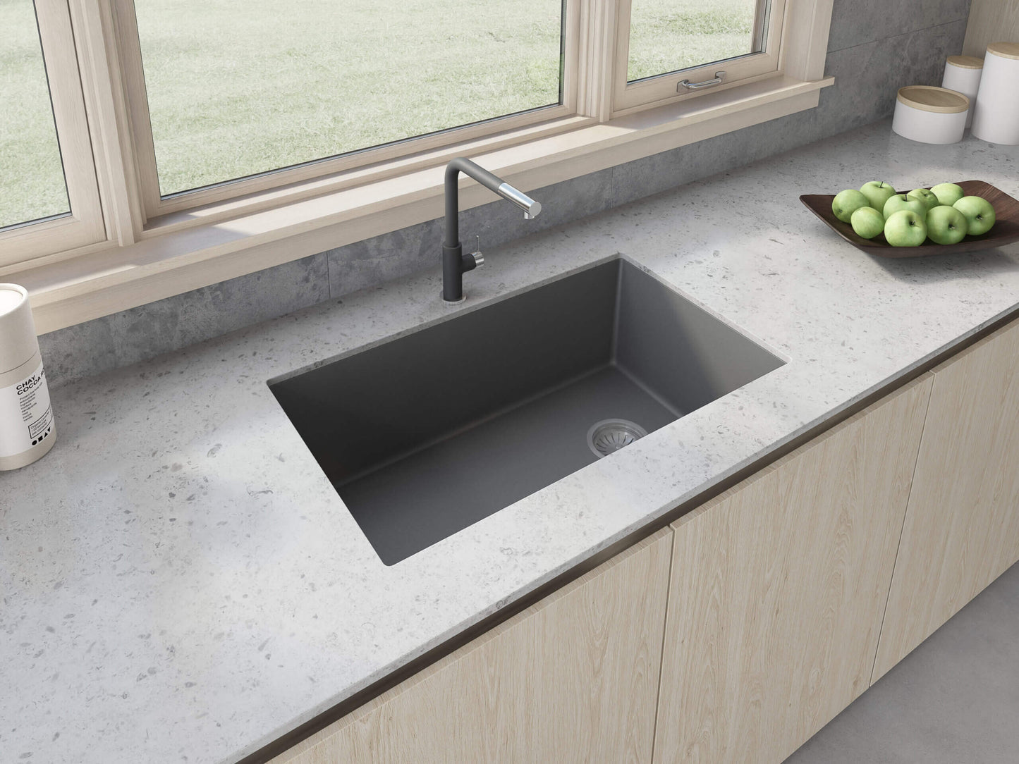 Ruvati 32 x 19 inch epiGranite Undermount Granite Composite Single Bowl Kitchen Sink - RVG2033