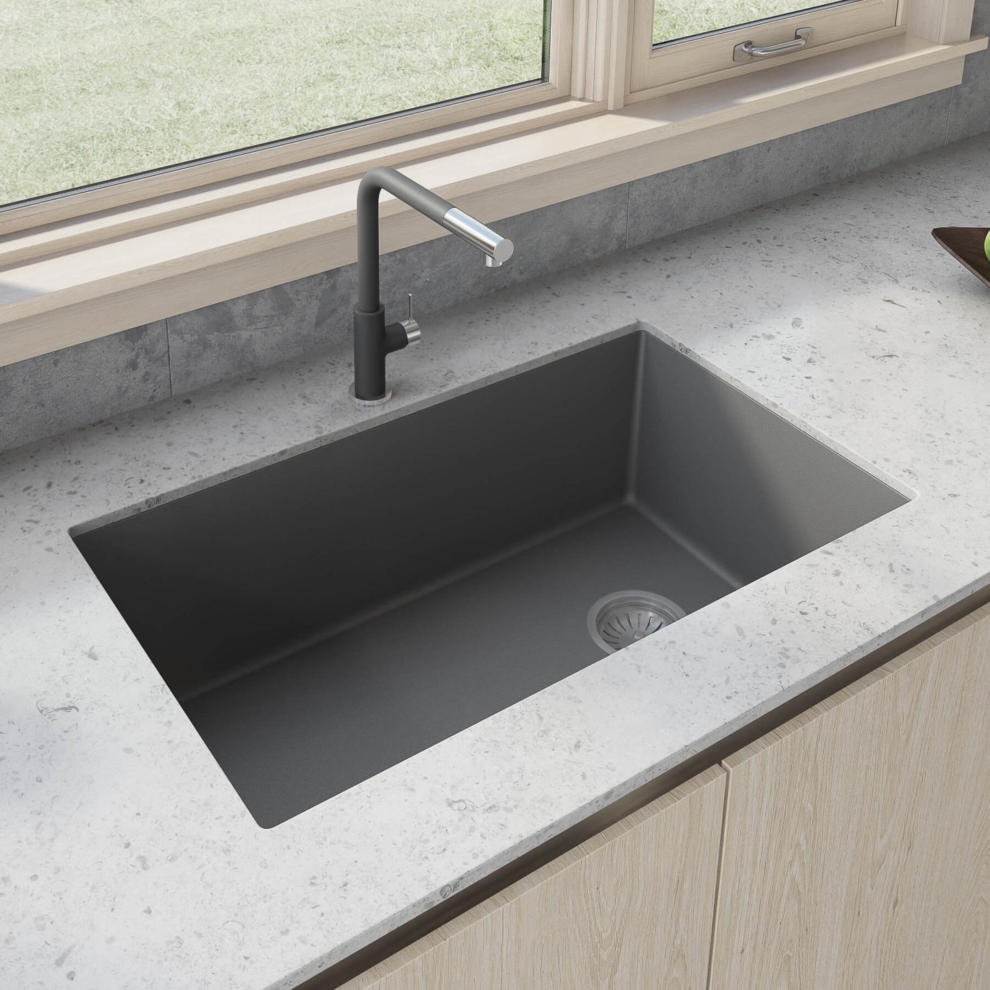 Ruvati 32 x 19 inch epiGranite Undermount Granite Composite Single Bowl Kitchen Sink - RVG2033