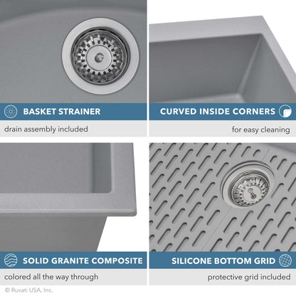 Ruvati 33 x 19 inch Granite Composite Undermount Single Bowl Kitchen Sink - RVG2080