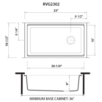 Ruvati 33-inch Granite Composite Workstation Undermount Kitchen Sink Single Bowl - RVG2302