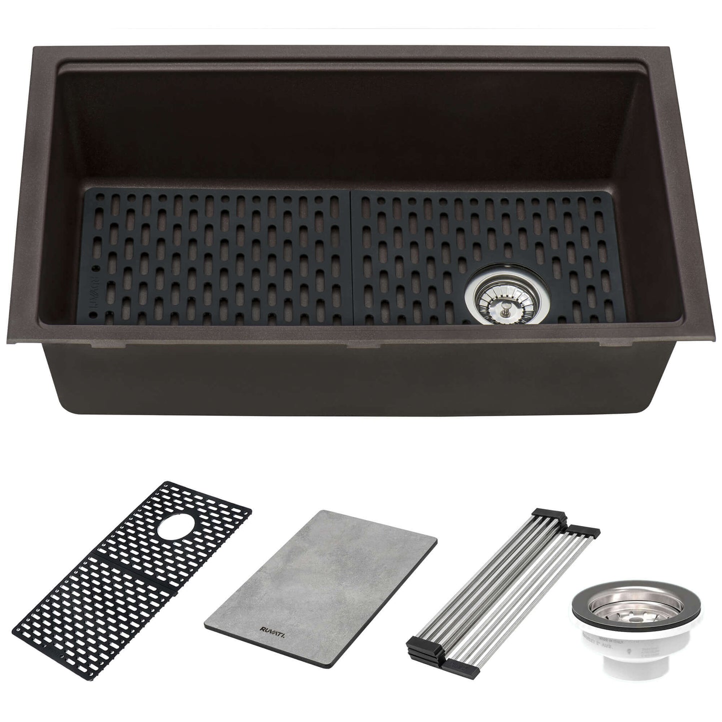 Ruvati 33-inch Granite Composite Workstation Undermount Kitchen Sink Single Bowl - RVG2302