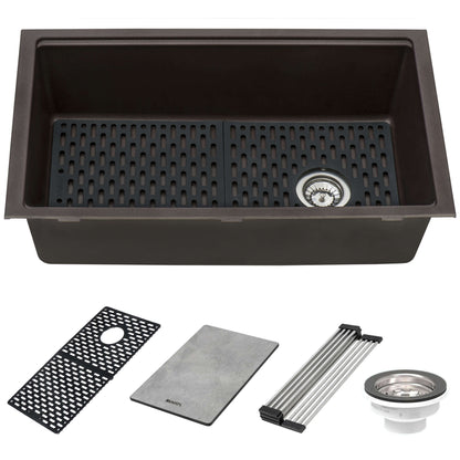 Ruvati 33-inch Granite Composite Workstation Undermount Kitchen Sink Single Bowl - RVG2302