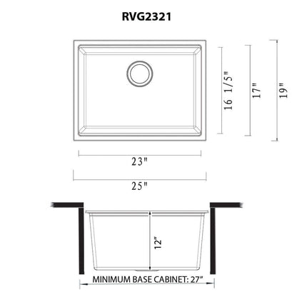 Ruvati 25-inch epiRock Workstation Undermount Laundry Sink - RVG2321