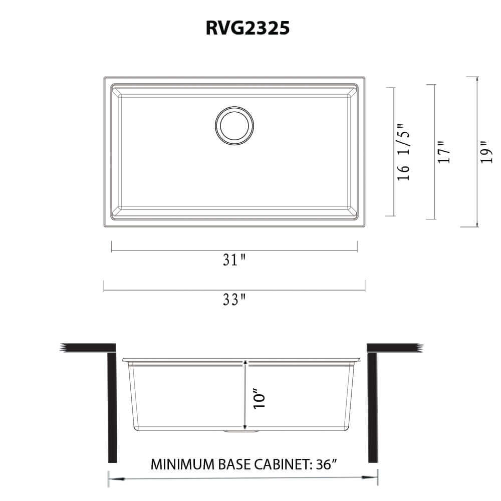 Ruvati 33-inch epiRock Workstation Undermount Kitchen Sink - RVG2325