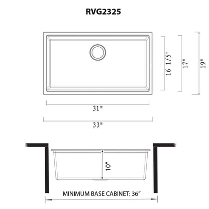 Ruvati 33-inch epiRock Workstation Undermount Kitchen Sink - RVG2325