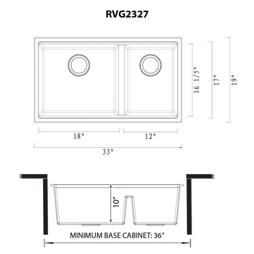 Ruvati 33-inch epiRock Workstation Double Bowl Undermount Kitchen Sink - RVG2327