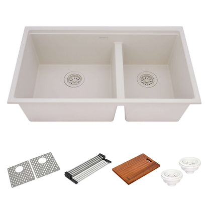 Ruvati 33-inch epiRock Workstation Double Bowl Undermount Kitchen Sink - RVG2327