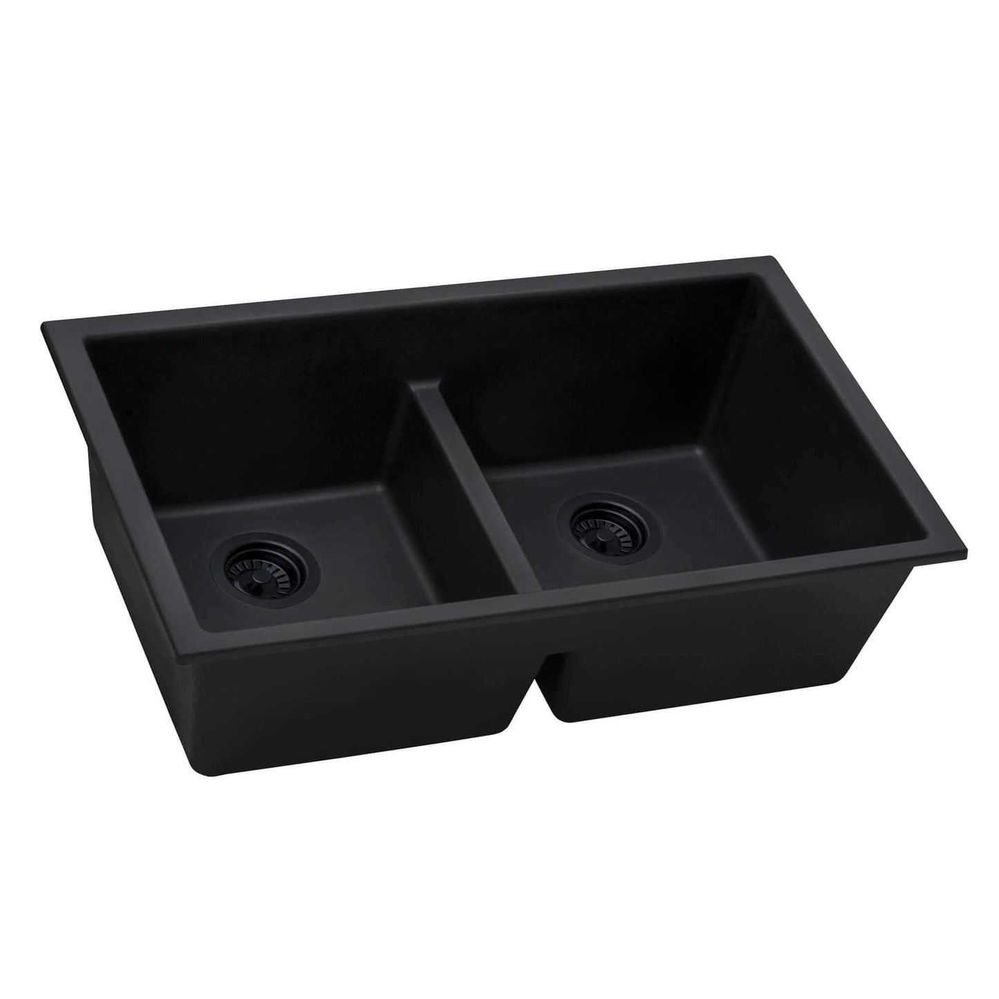 Ruvati 33 x 19 inch Granite Composite Undermount Double Bowl Low Divide Kitchen Sink - RVG2385