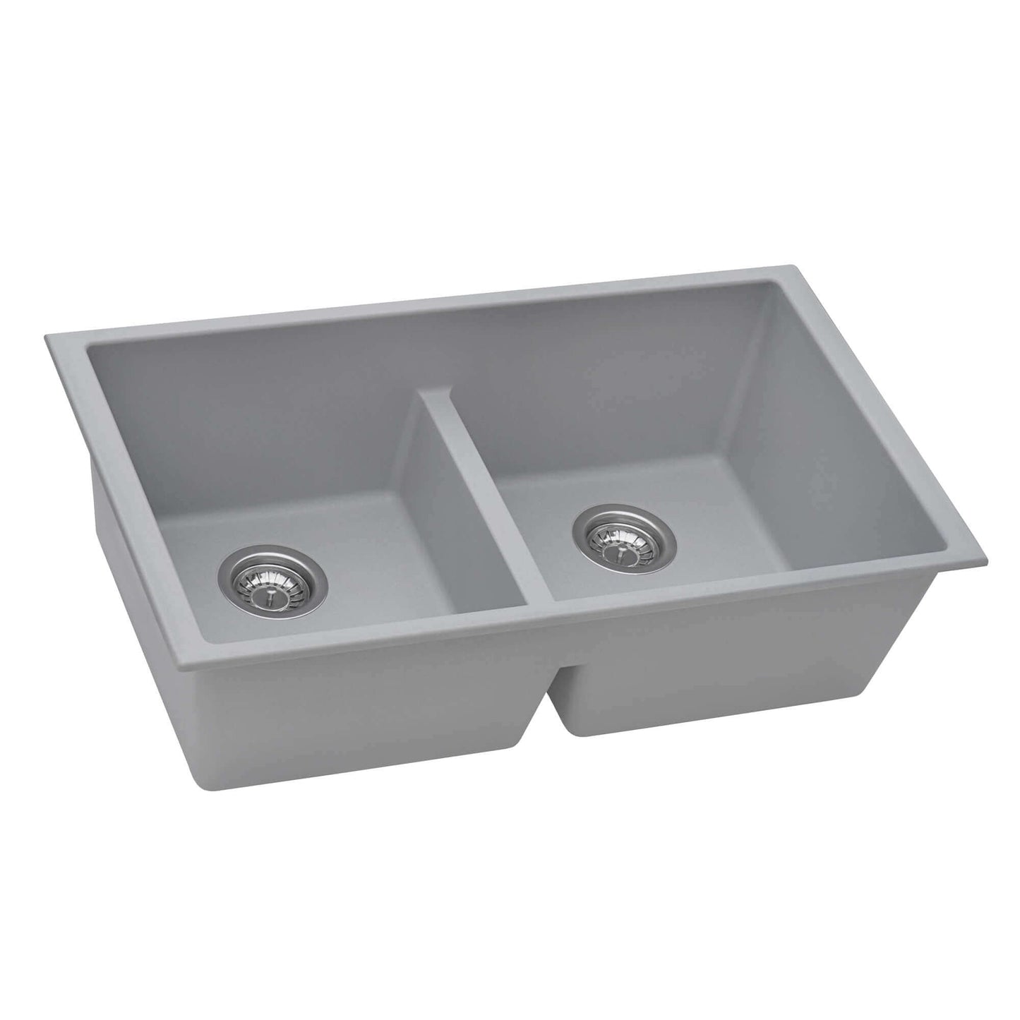 Ruvati 33 x 19 inch Granite Composite Undermount Double Bowl Low Divide Kitchen Sink - RVG2385