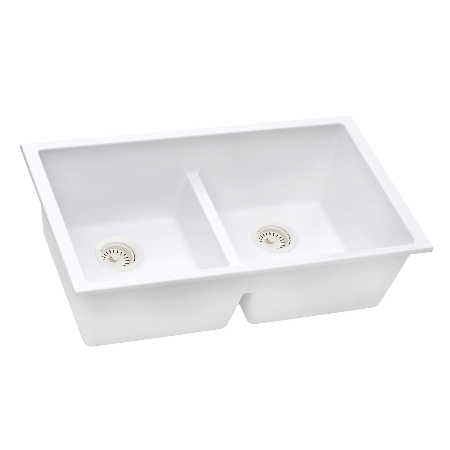 Ruvati 33 x 19 inch Granite Composite Undermount Double Bowl Low Divide Kitchen Sink - RVG2385