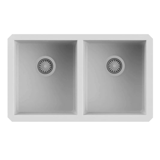 Ruvati 32 x 19 inch Granite Composite Undermount Double Bowl Kitchen Sink - RVG2388