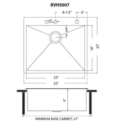 Ruvati 25 inchStainless Steel Drop-in Topmount Kitchen Sink Single Bowl - RVH5007