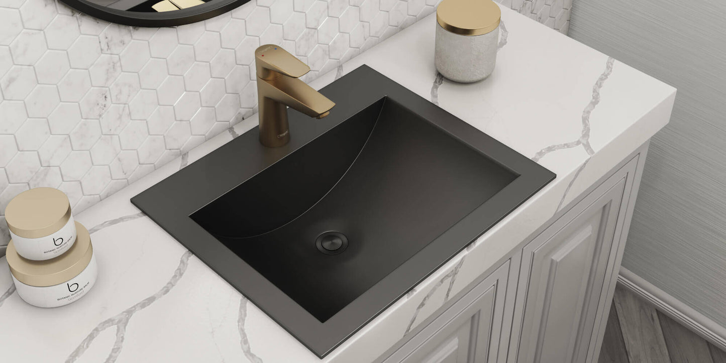 Ruvati 21 x 17 inch Drop-in Topmount Bathroom Sink Polished Brass Stainless Steel - RVH5110