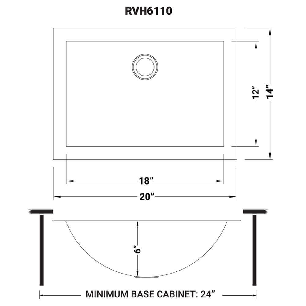 Ruvati 18 x 12 inch Rectangular Bathroom Sink Undermount - RVH6110