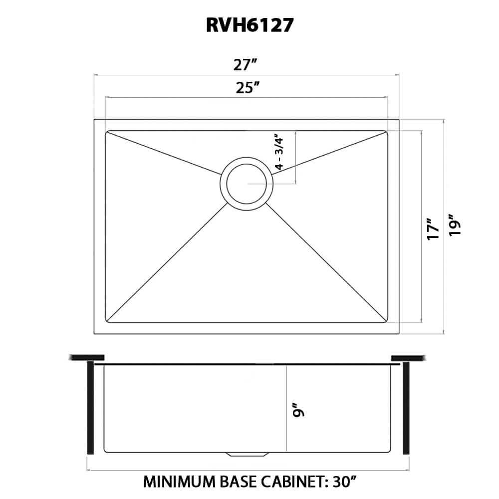 Ruvati 27-inch Undermount Stainless Steel Kitchen Sink 16 Gauge Single Bowl - RVH6127