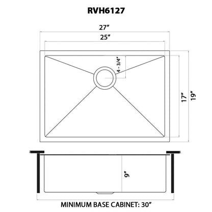 Ruvati 27-inch Undermount Stainless Steel Kitchen Sink 16 Gauge Single Bowl - RVH6127