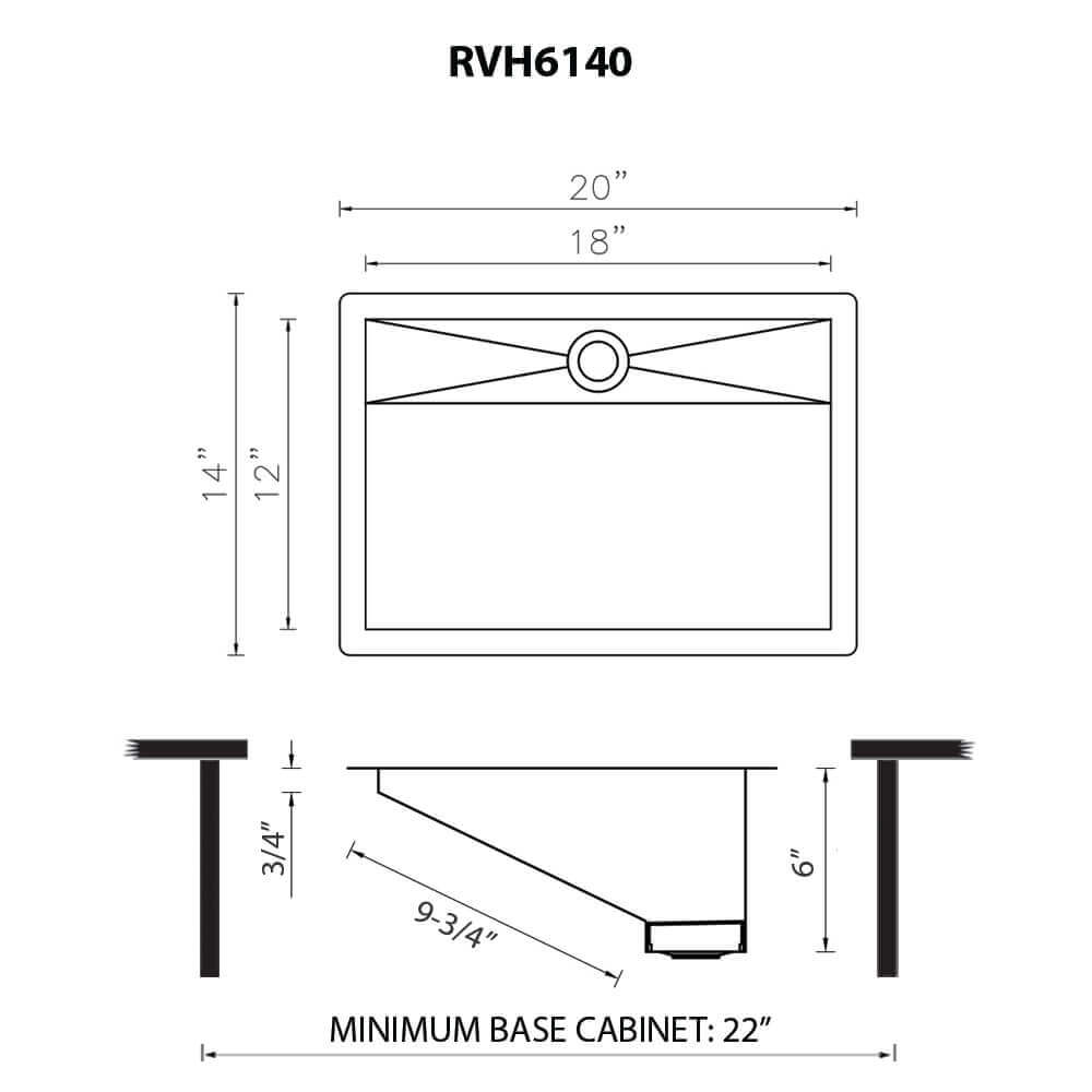 Ruvati Ariaso 20 x 14 inch Stainless Steel Undermount Ramp Bathroom Sink Stainless Steel - RVH6140