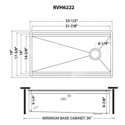 Ruvati 33-inch Stainless Steel Workstation Two-Tiered Ledge Kitchen Sink Undermount - RVH6222