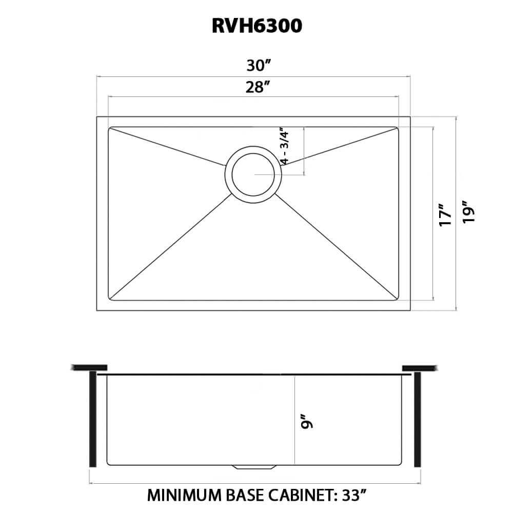 Ruvati 30-inch Undermount Stainless Steel Kitchen Sink 16 Gauge Single Bowl - RVH6300