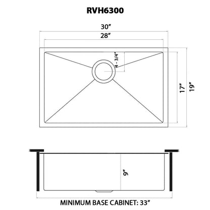 Ruvati 30-inch Undermount Stainless Steel Kitchen Sink 16 Gauge Single Bowl - RVH6300