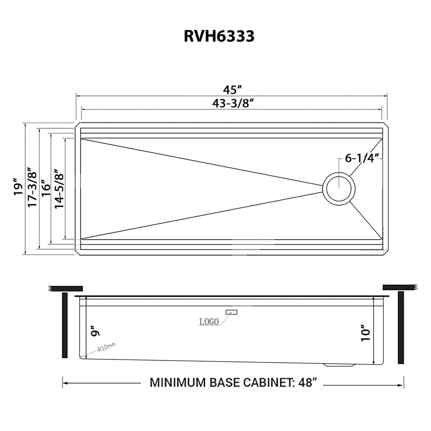 Ruvati 45-inch Stainless Steel Workstation Two-Tiered Ledge Undermount Kitchen Sink - RVH6333