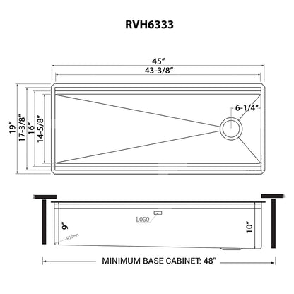 Ruvati 45-inch Stainless Steel Workstation Two-Tiered Ledge Undermount Kitchen Sink - RVH6333