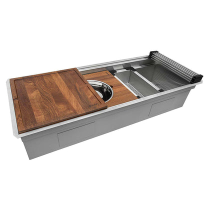 Ruvati 45-inch Stainless Steel Workstation Two-Tiered Ledge Undermount Kitchen Sink - RVH6333