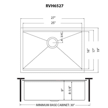 Ruvati 27 inch Stainless Steel Workstation Undermount Kitchen Sink Single Bowl - RVH6527