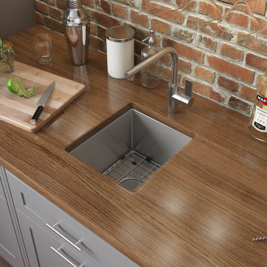 Ruvati 13 x 15 inch Undermount Bar Prep 16 Gauge Kitchen Sink Round Corners Stainless Steel Single Bowl - RVH7013