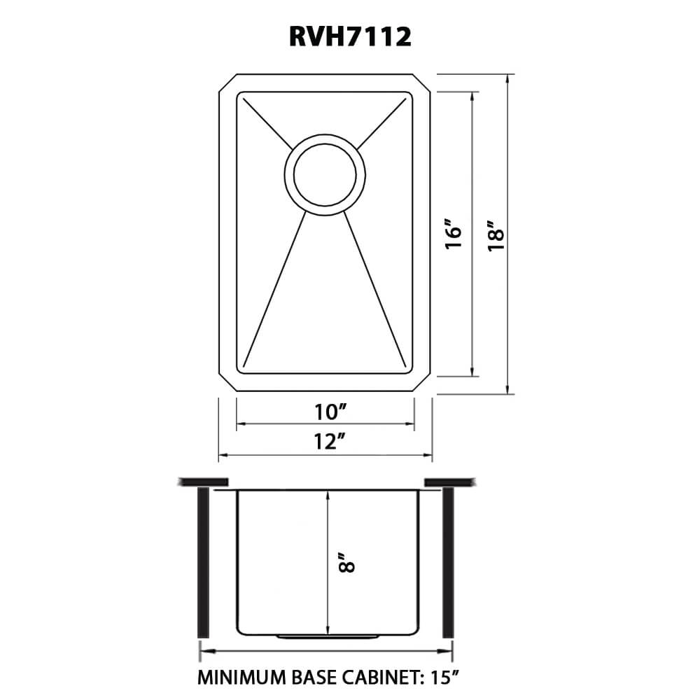 Ruvati 12 inch Undermount Bar Prep Kitchen Sink 16 Gauge Round Corners Stainless Steel Single Bowl - RVH7112