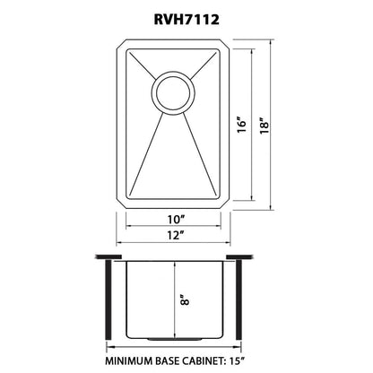 Ruvati 12 inch Undermount Bar Prep Kitchen Sink 16 Gauge Round Corners Stainless Steel Single Bowl - RVH7112