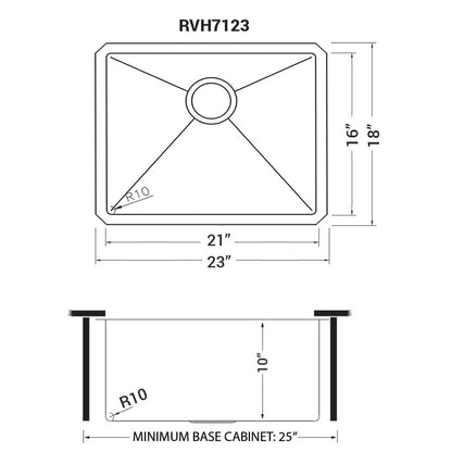 Ruvati 23-inch Undermount Stainless Steel Kitchen Sink 16 Gauge Rounded Corners Single Bowl - RVH7123