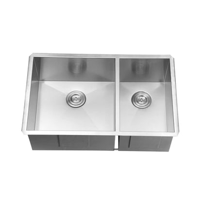 Ruvati 29-inch Undermount 60/40 Double Bowl Zero Radius 16 Gauge Stainless Steel Kitchen Sink - RVH7200