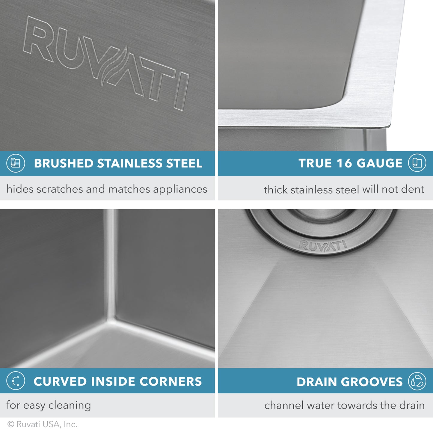 Ruvati 28-inch Low-Divide Undermount 60/40 Double Bowl Rounded Corners 16 Gauge Stainless Steel Kitchen Sink - RVH7255