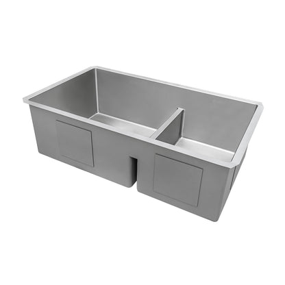 Ruvati 28-inch Low-Divide Undermount 60/40 Double Bowl Rounded Corners 16 Gauge Stainless Steel Kitchen Sink - RVH7255