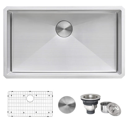 Ruvati 30-inch Undermount 16 Gauge Stainless Steel Rounded Corners Kitchen Sink Single Bowl - RVH7300