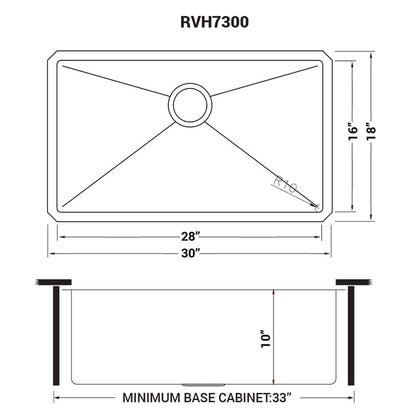 Ruvati 30-inch Undermount 16 Gauge Stainless Steel Rounded Corners Kitchen Sink Single Bowl - RVH7300