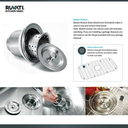 Ruvati 30-inch Undermount 50/50 Double Bowl Zero Radius 16 Gauge Stainless Steel Kitchen Sink - RVH7350