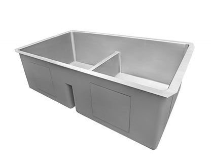 Ruvati 30-inch Low-Divide Undermount Rounded Corners 50/50 Double Bowl 16 Gauge Stainless Steel Kitchen Sink - RVH7355