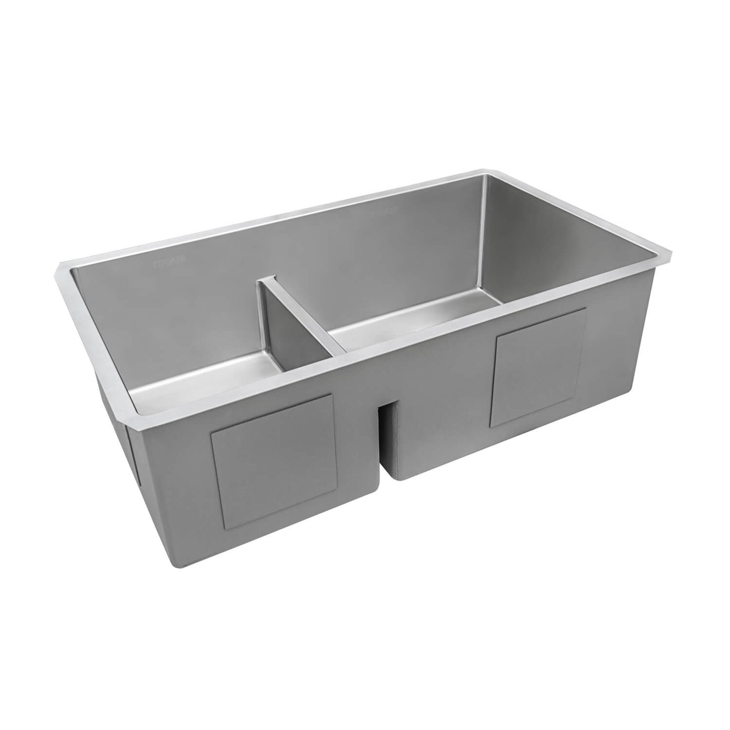 Ruvati 33-inch Low-Divide Undermount 40/60 Double Bowl 16 Gauge Rounded Corners Stainless Steel Kitchen Sink - RVH7418