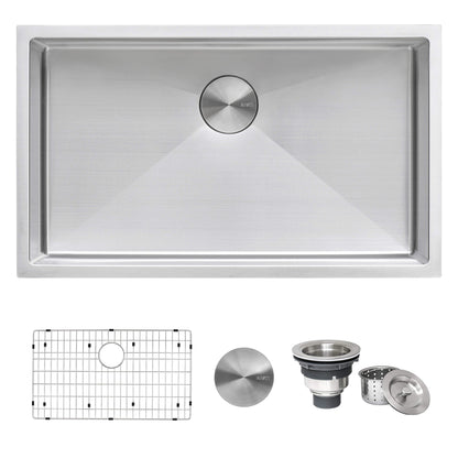 Ruvati 33-inch Undermount 16 Gauge Rounded Corners Large Kitchen Sink Stainless Steel Single Bowl - RVH7433