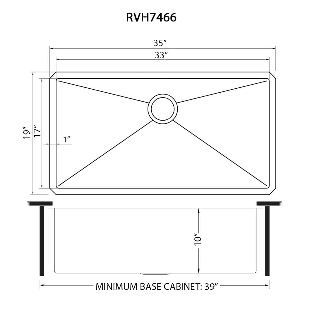 Ruvati 35-inch Undermount 16 Gauge Rounded Corners Large Kitchen Sink Stainless Steel Single Bowl - RVH7466